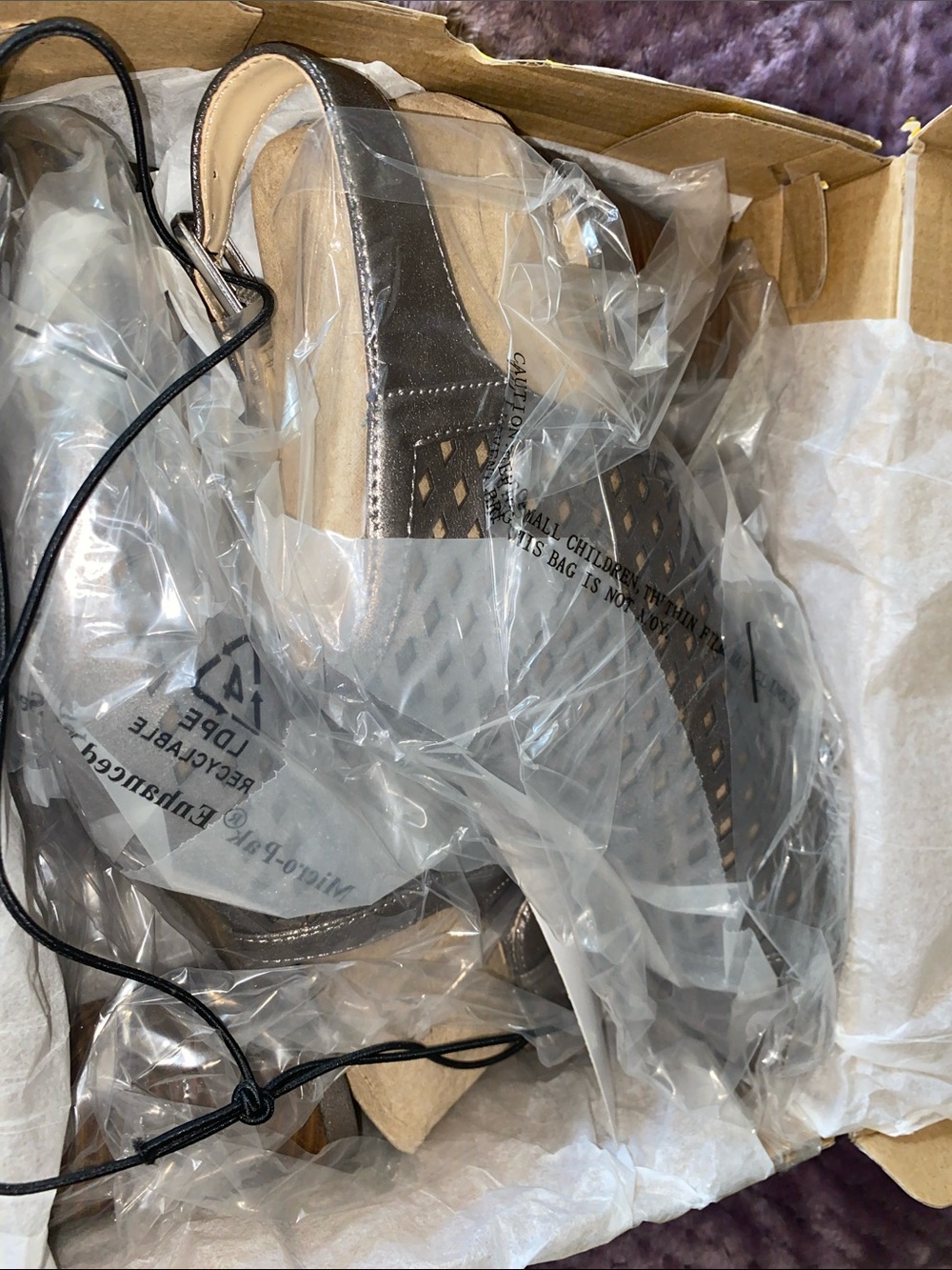 Liz Claiborne Metallic Taupe Wedge Slingback Sandal